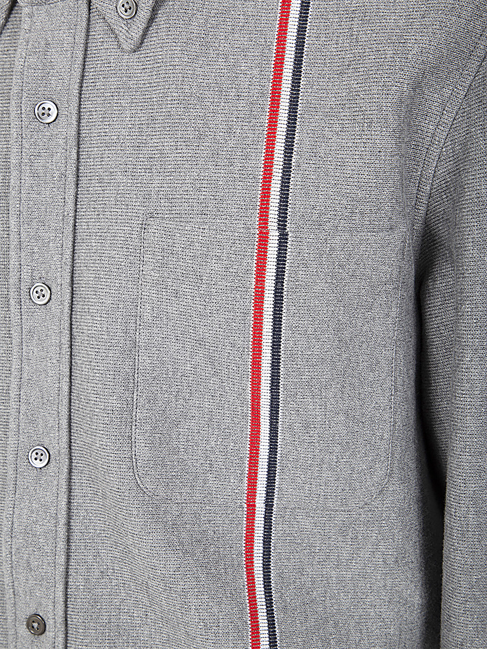 Shop Thom Browne Rwb-stripe Cotton Overshirt In Gray