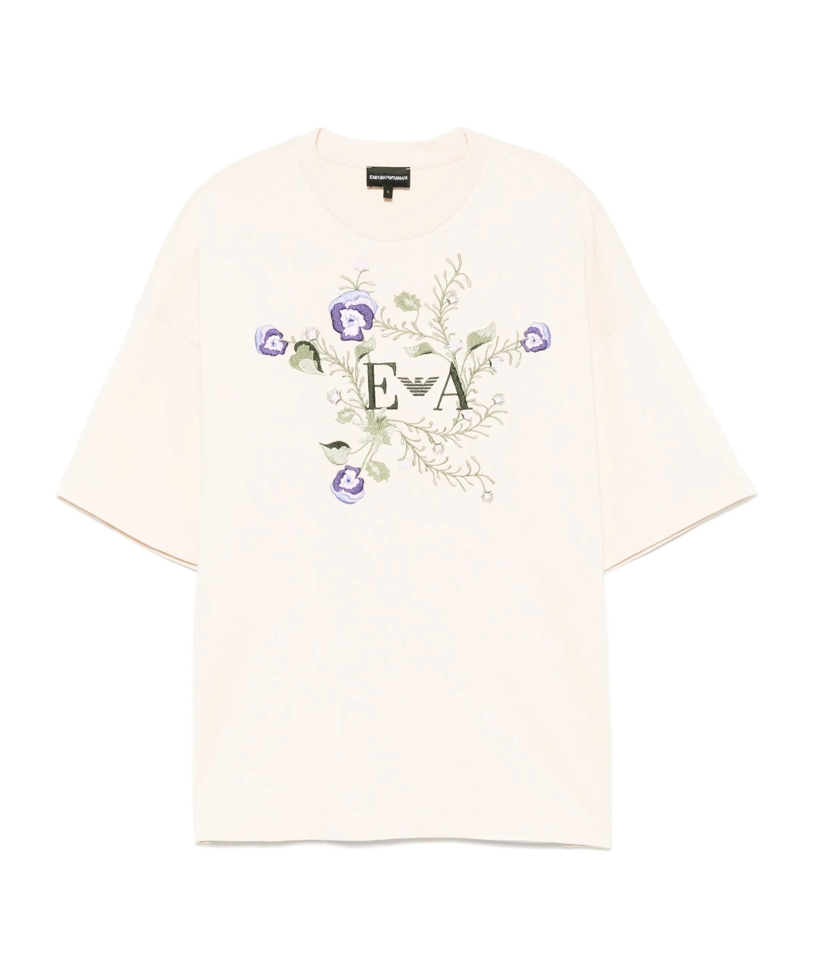 Emporio Armani Logo-embroidered T-shirt In Neutral