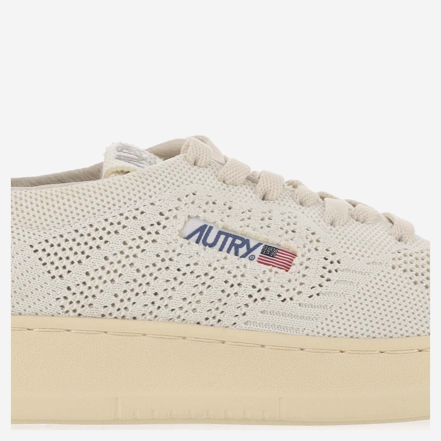 Autry Logo-patch Open-knit Sneakers In Nude