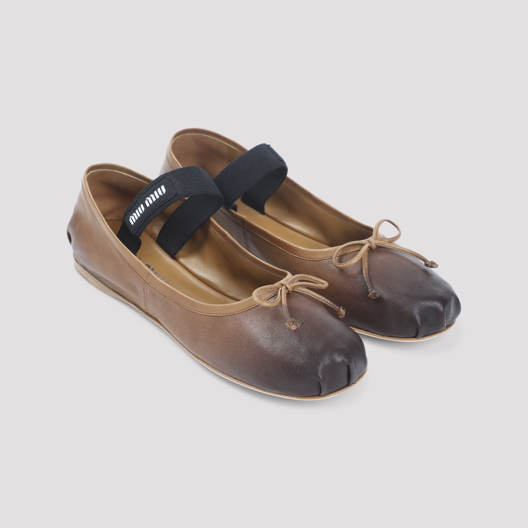 Miu Miu Round Toe Ballet Shoes In Brown