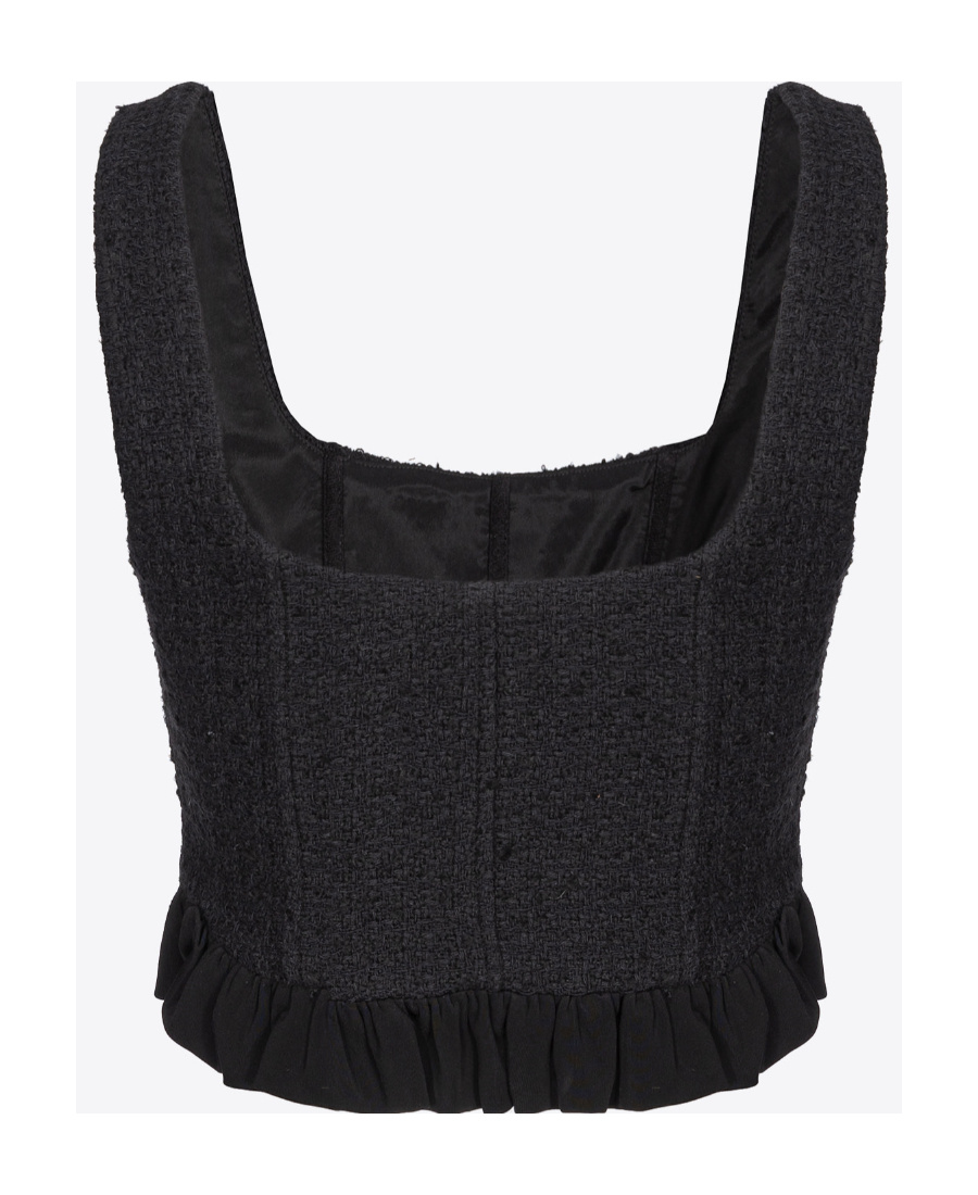Pinko Corset Tweed Cropped Top In Black