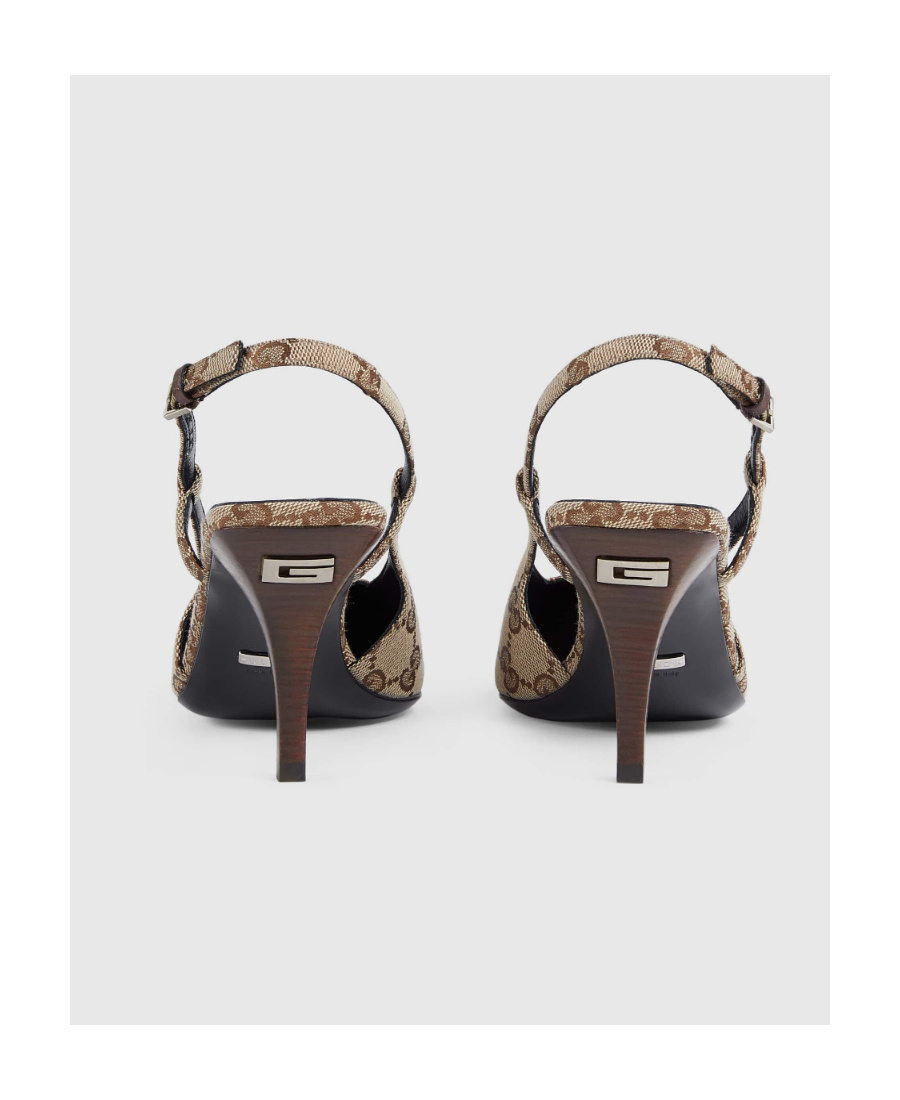 Gucci Womens Beige Ebony Monogram-canvas Demi Pumps In Brown