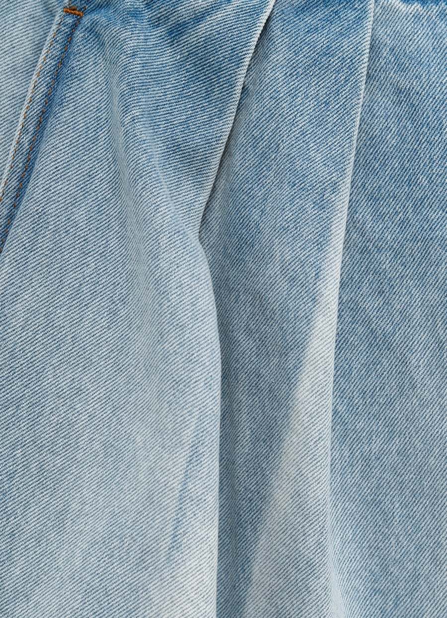 Shop Dries Van Noten Denim Midskirt With Slit Front In Gray