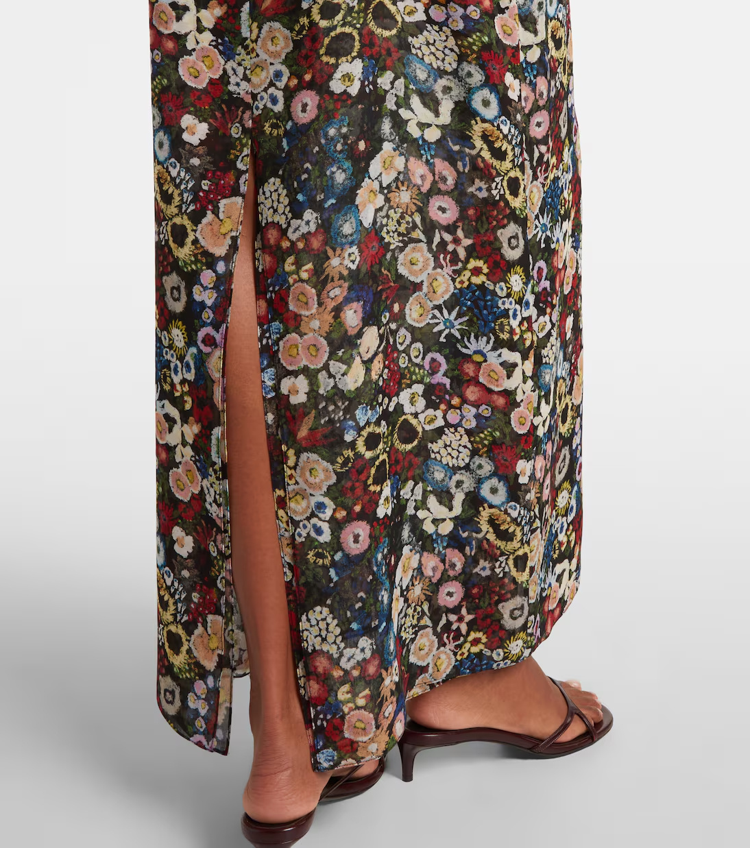 Khaite Taja Floral-print Silk-chiffon Maxi Dress In Multi