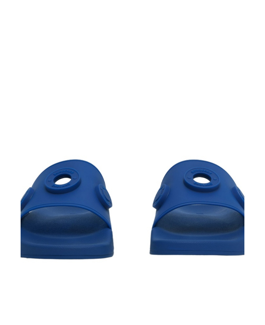 Burberry Logo-graphic Cut-out Slides In Blue