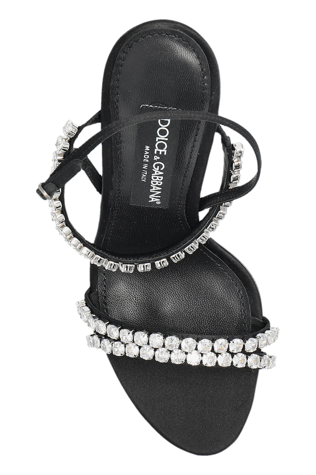 Dolce & Gabbana Crystal-embellished Satin Sandals In Black
