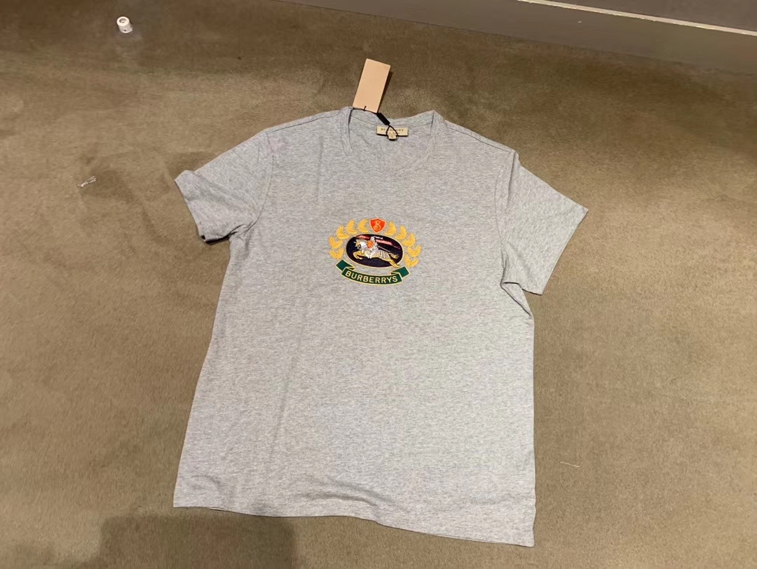 Burberry Embroidered T-shirt In Gray