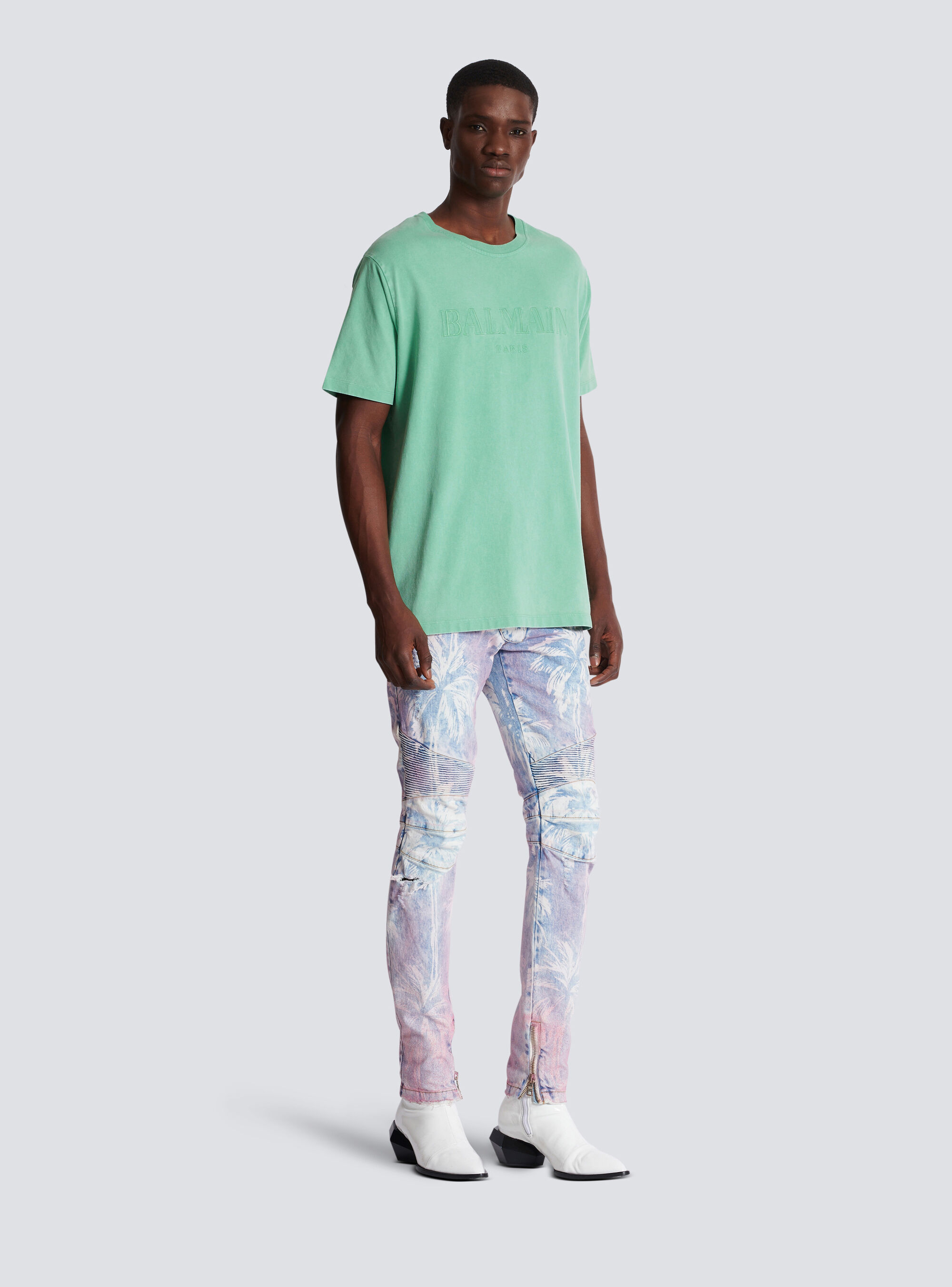 Balmain Cotton Embroidered T-shirt In Green
