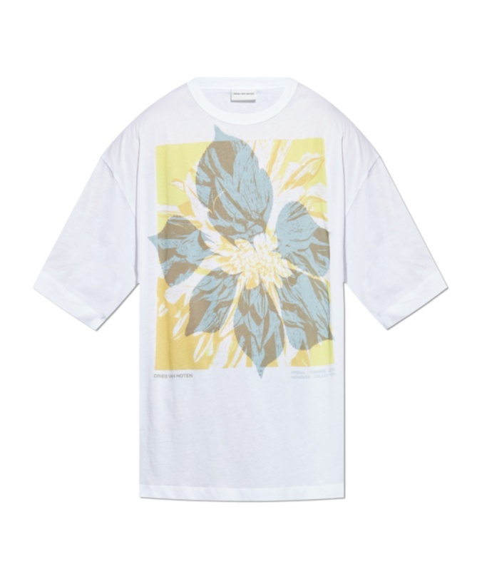 Dries Van Noten Open-necked Black Shirt In White