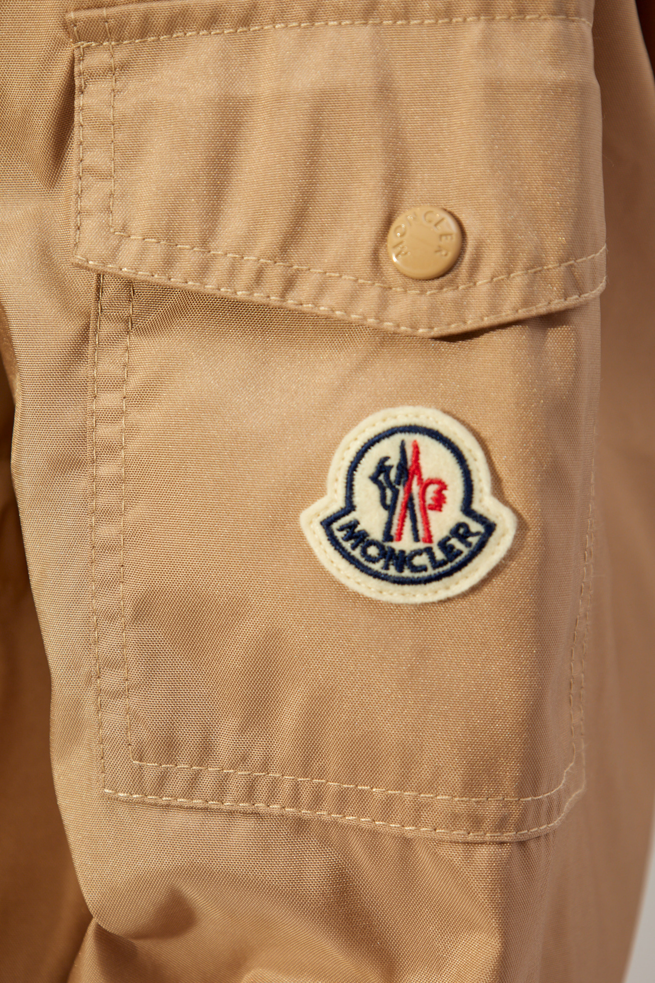 Shop Moncler Lightweight Drawstring Parka In Nude