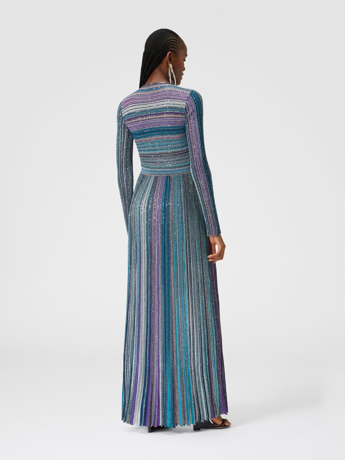 Shop Missoni Sequin-embellished Ribbed Maxi Dress In Blue