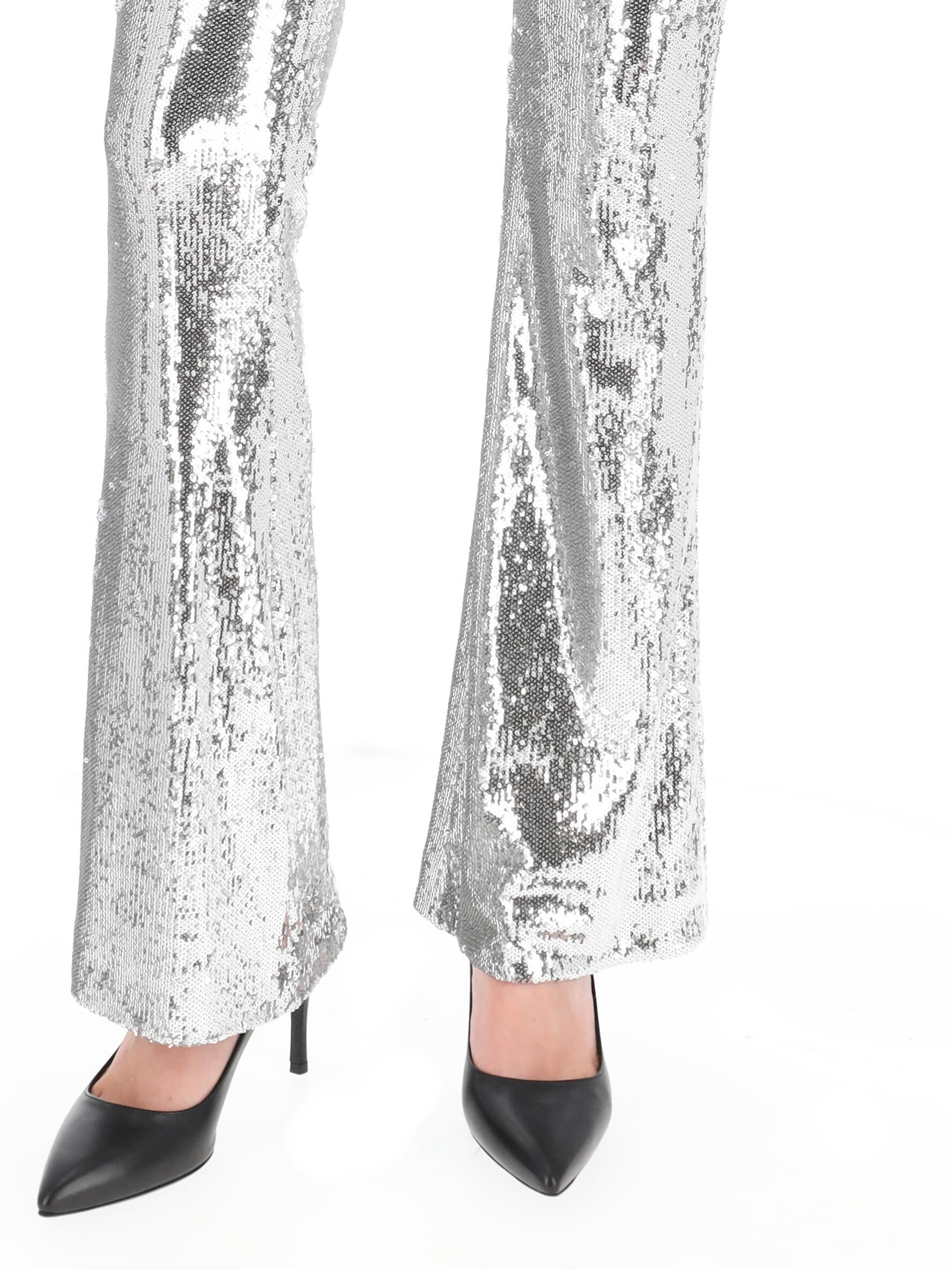 Philosophy Di Lorenzo Serafini High-waisted Flared Sequinned Trousers In Gray