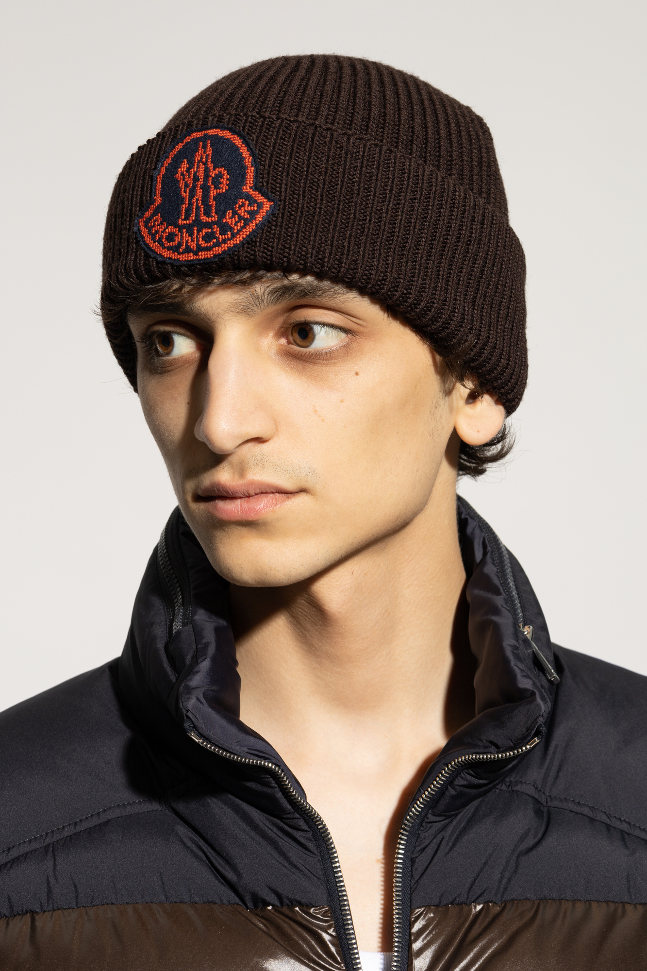 MONCLER LOGO-PATCH WOOL BEANIE