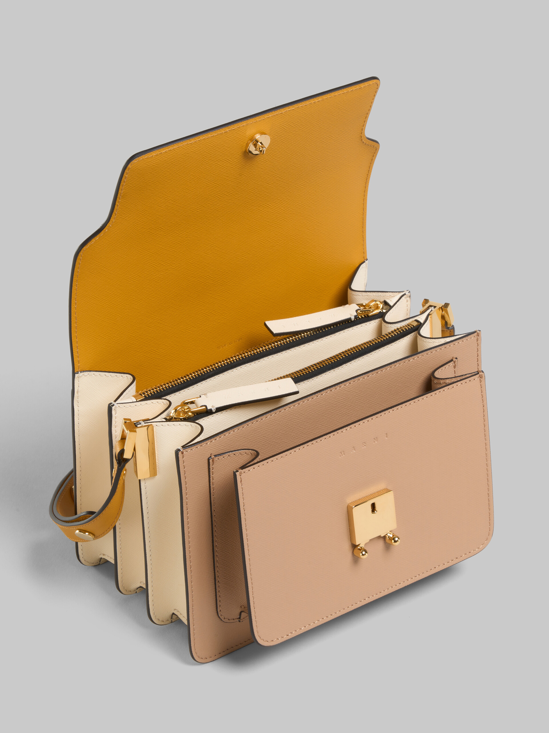Marni Trunk Leather Shoulder Bag In Yellow