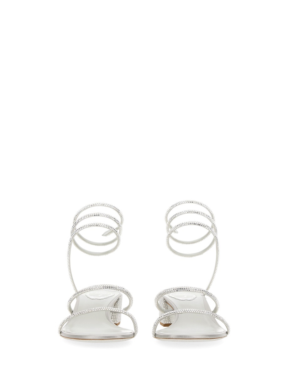 René Caovilla Cleo Crystal-embellished Sandals In White