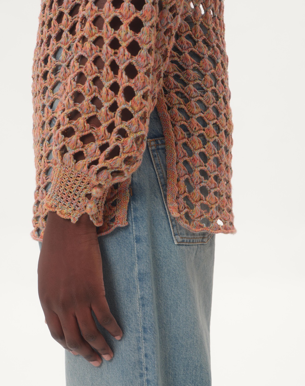 Valentino Openwork Sweater In Linen Blend In Brown