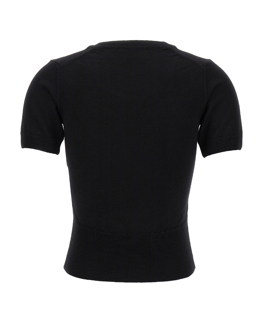 Shop Vivienne Westwood Orb-embroidered Virgin-wool Knitted Top In Black