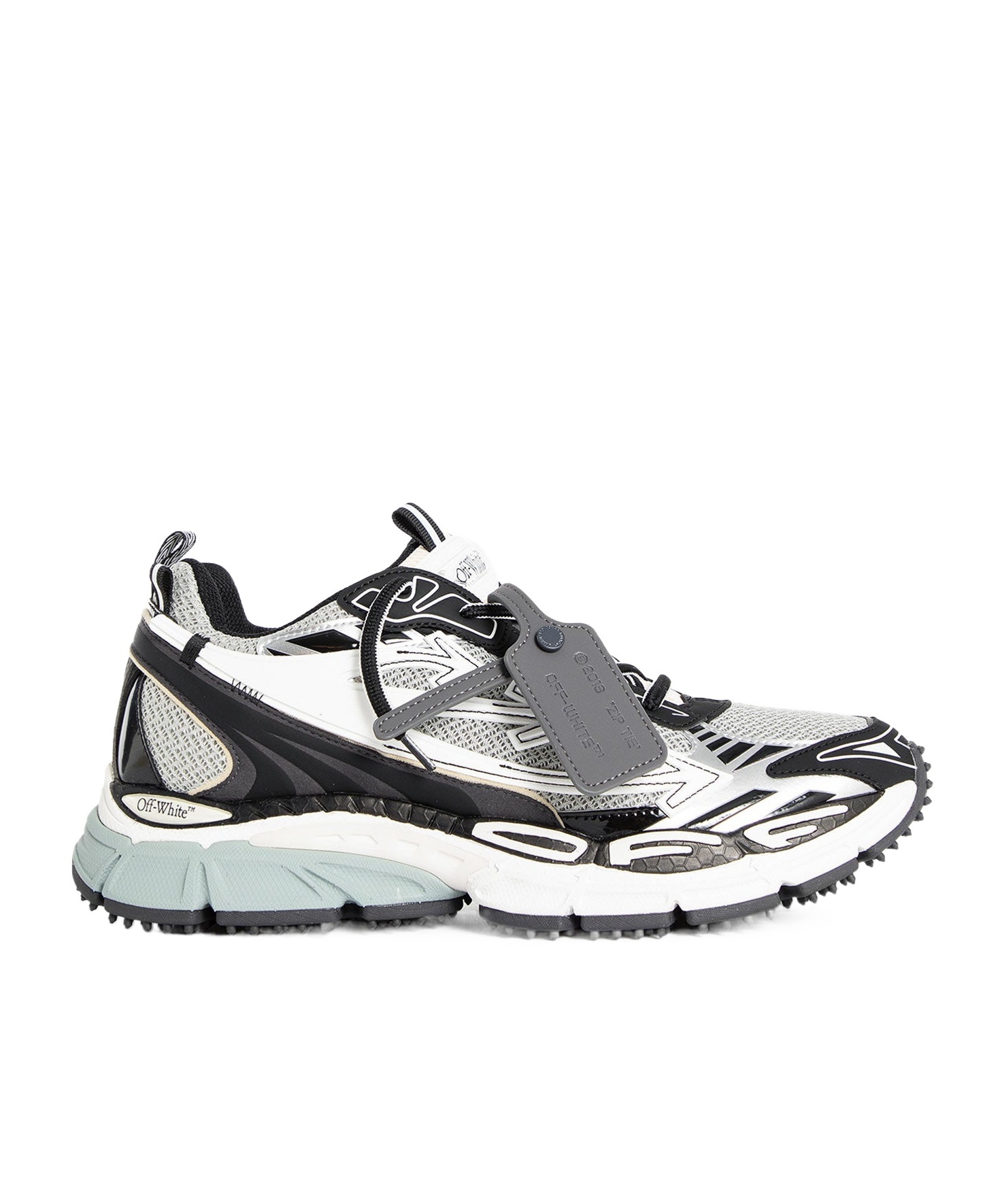 Off-white Ow Be Right Back Grey Low Top Sneakers With Zip-tie Detail In Mesh And Leather Man In White