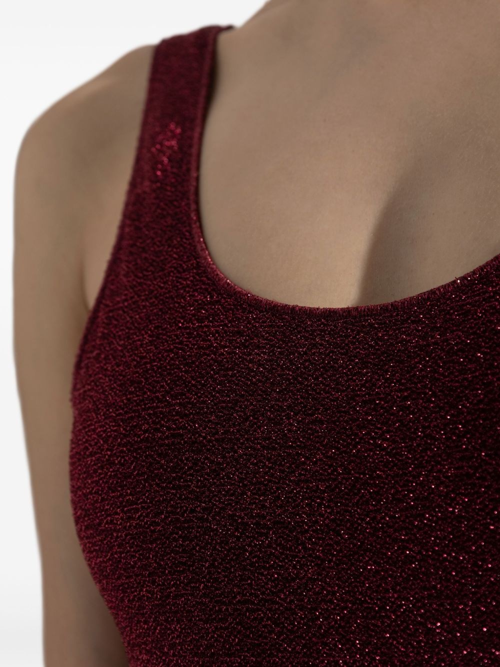 Oseree Wide Strap One Piece Swimsuit In Burgundy