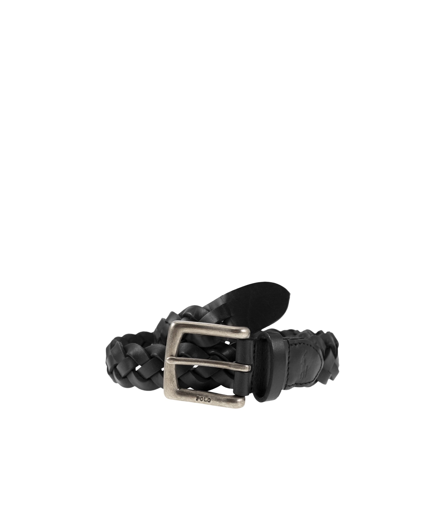 Polo Ralph Lauren Braided Calfskin Belt In Black