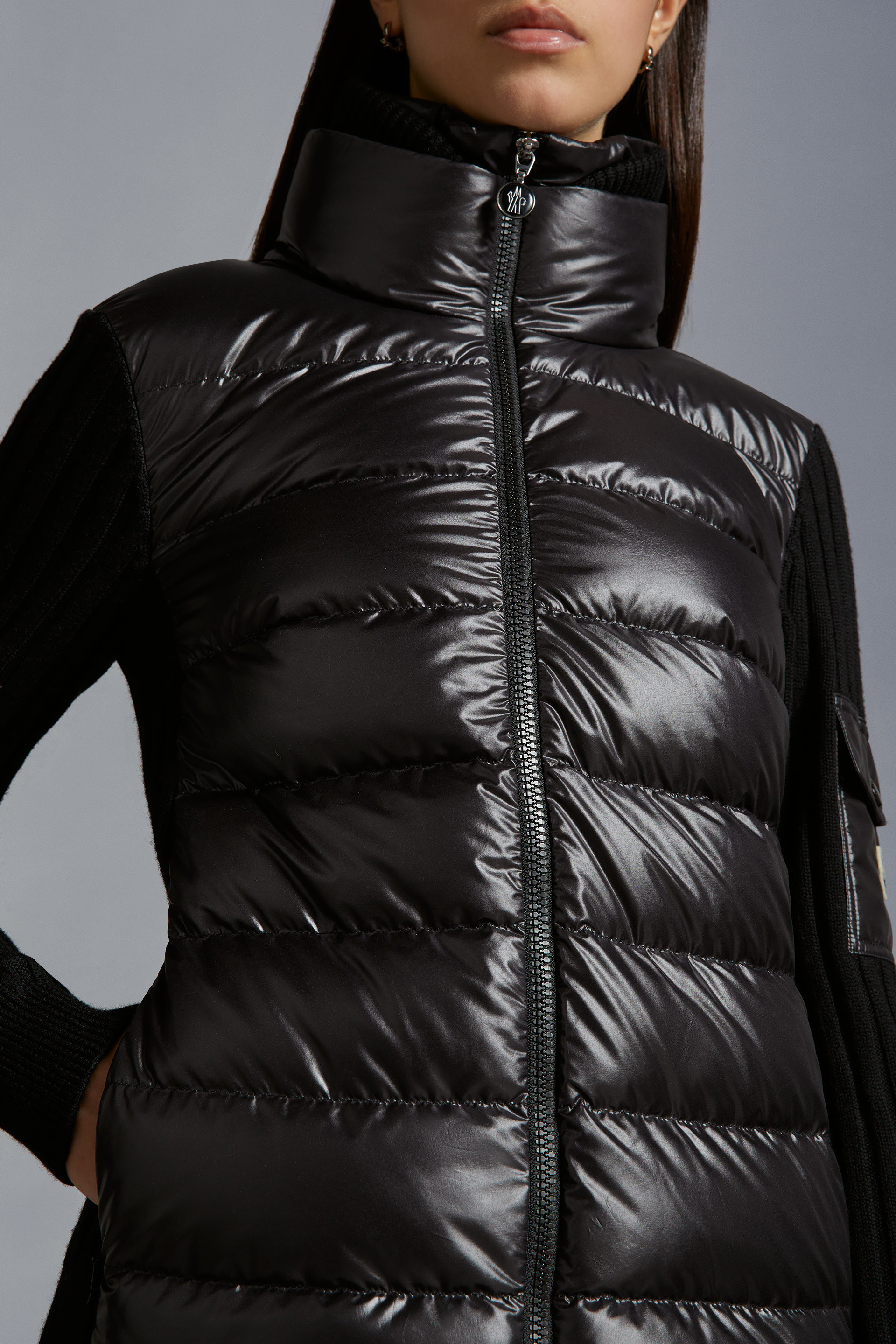Moncler Padded Cardigan Jacket In Black