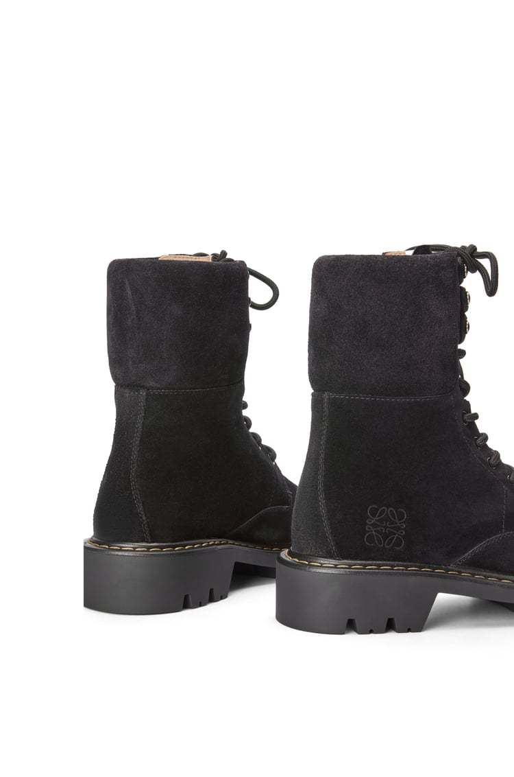Loewe Sierra Suede Lace-up Combat Boots In Black