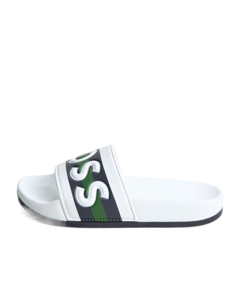 Hugo Boss Boys Logo Sliders In White