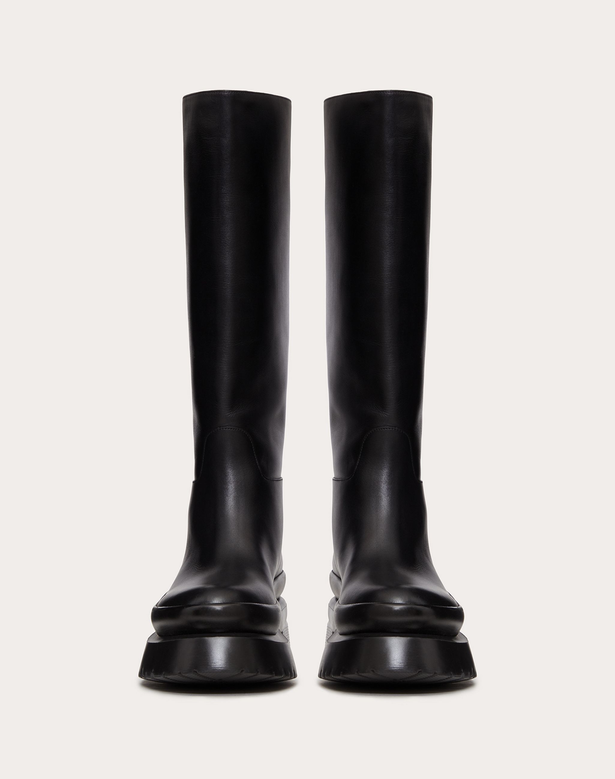 Valentino Roman Stud Knee-high Boots In Black