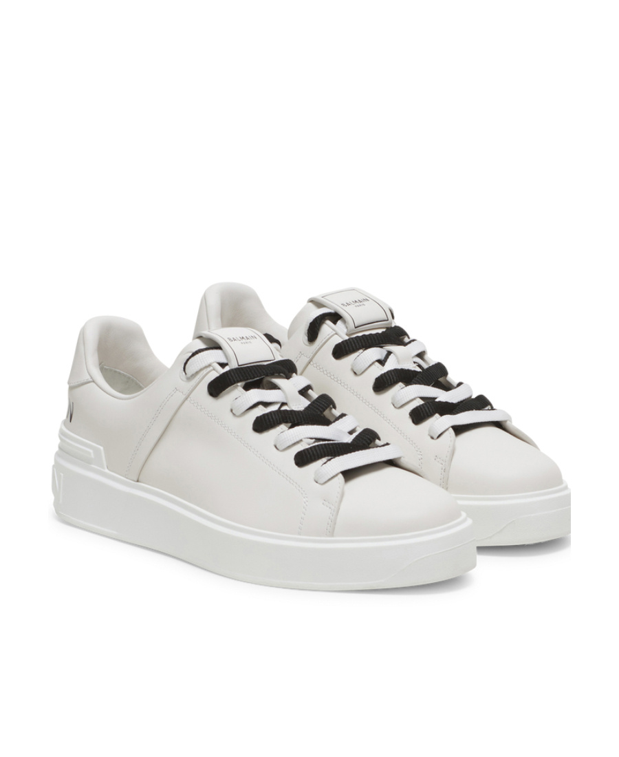 Balmain B-court Leather Trainers In White