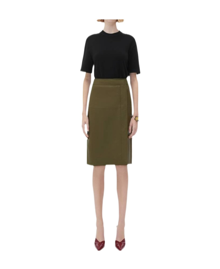 Bottega Veneta Logo Leather Skirt In Green