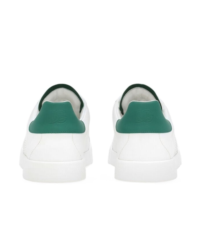 Dolce & Gabbana White And Black Leather Sneakers In White