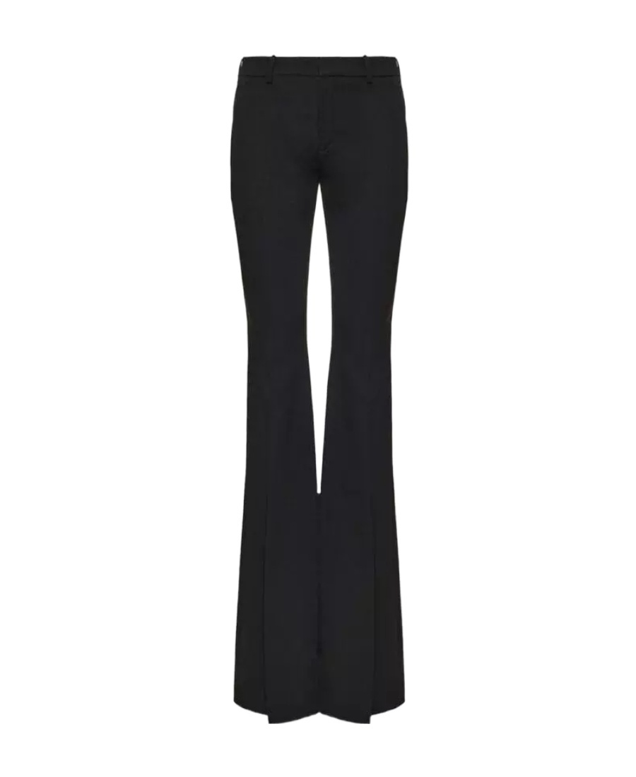 Saint Laurent Flared Wool Trousers In Black