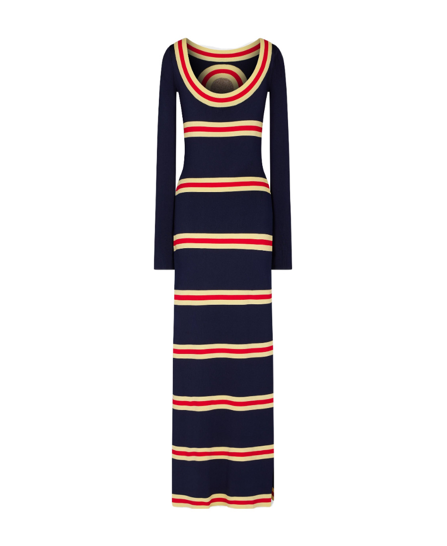 Rabanne Logo Long-sleeved Dress In Black