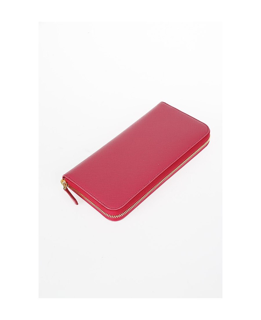 Prada Logo Continental Wallet In Red