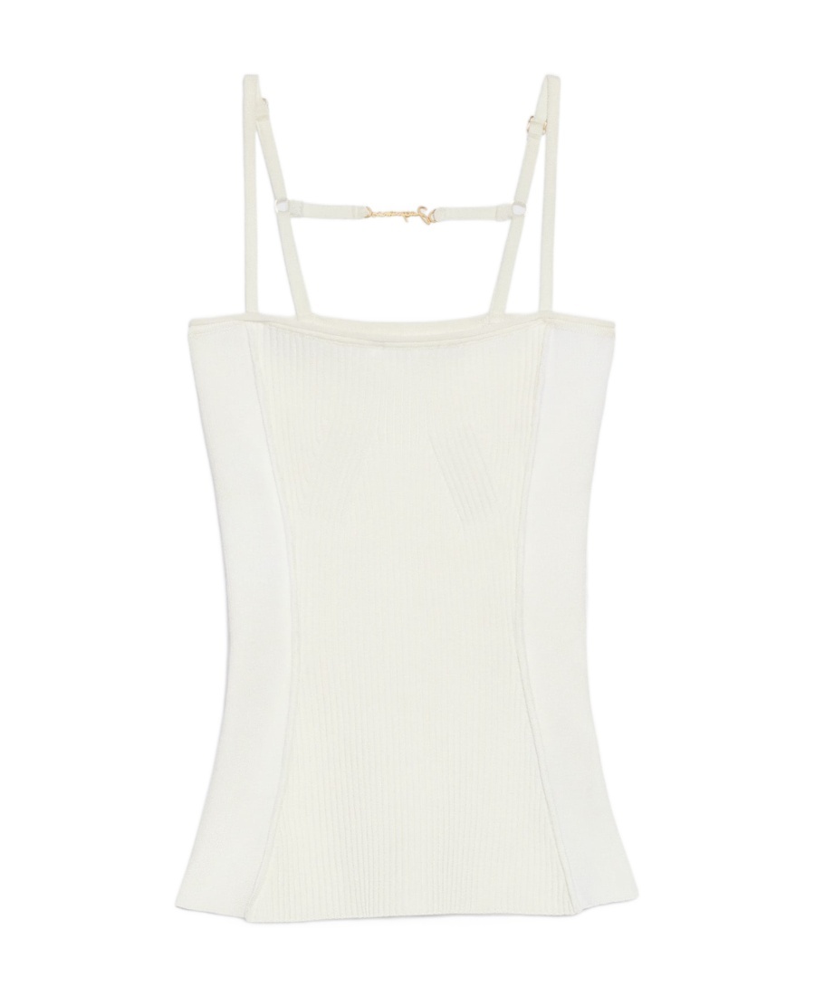 Jacquemus Sierra Ribbed Knit Sleeveless Top In White