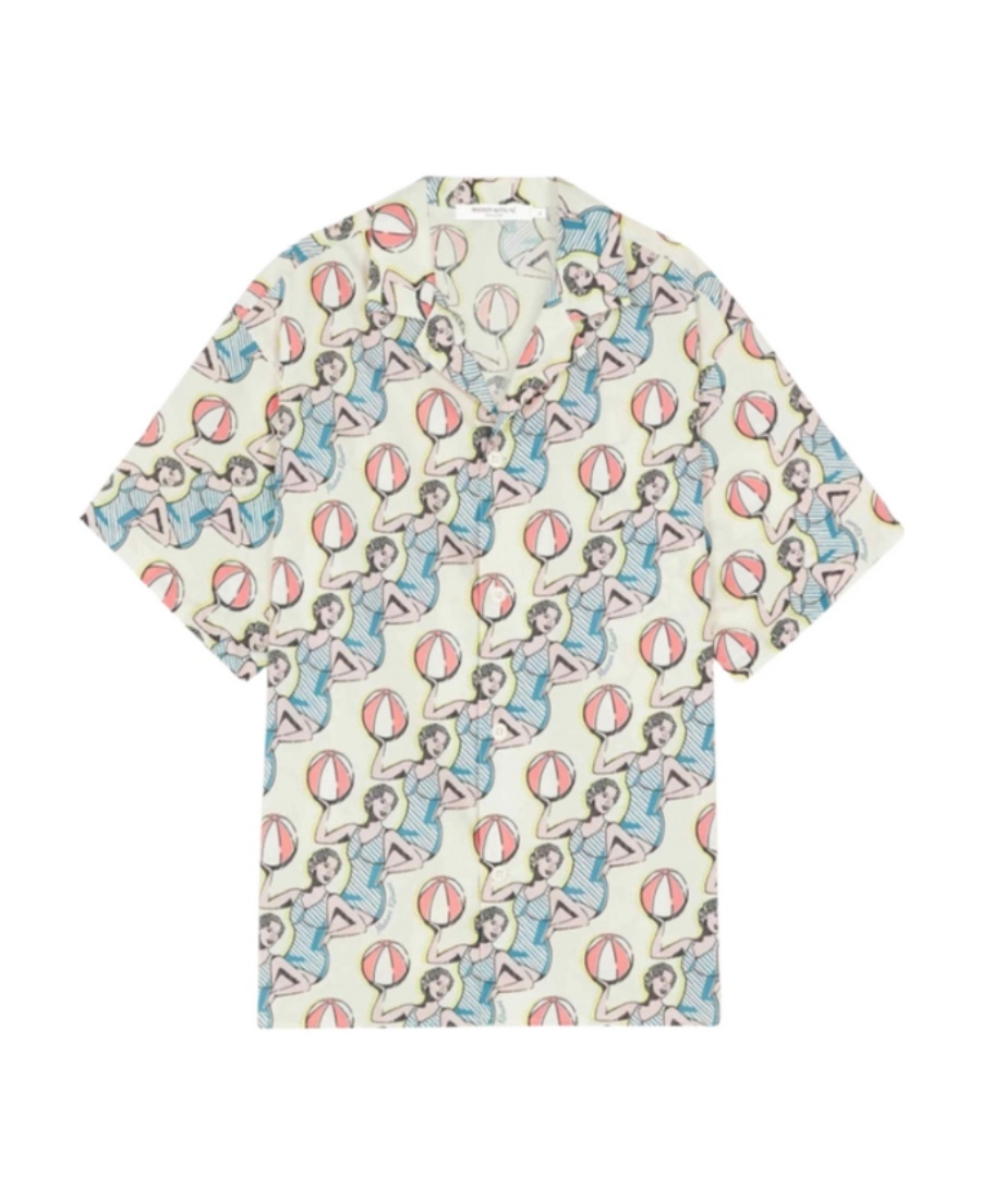 Maison Kitsuné Graphic-print Cotton Shirt In White