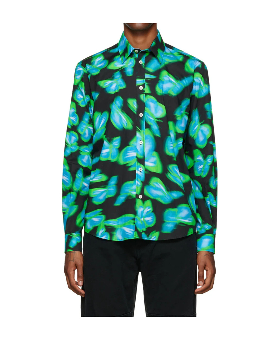 Msgm Butterfly Print Shirt In Green