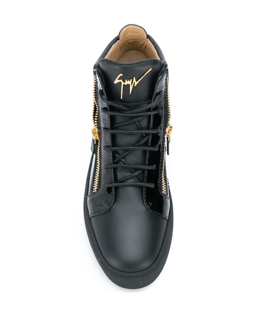 Shop Giuseppe Zanotti Black Lace-up Casual Sneakers