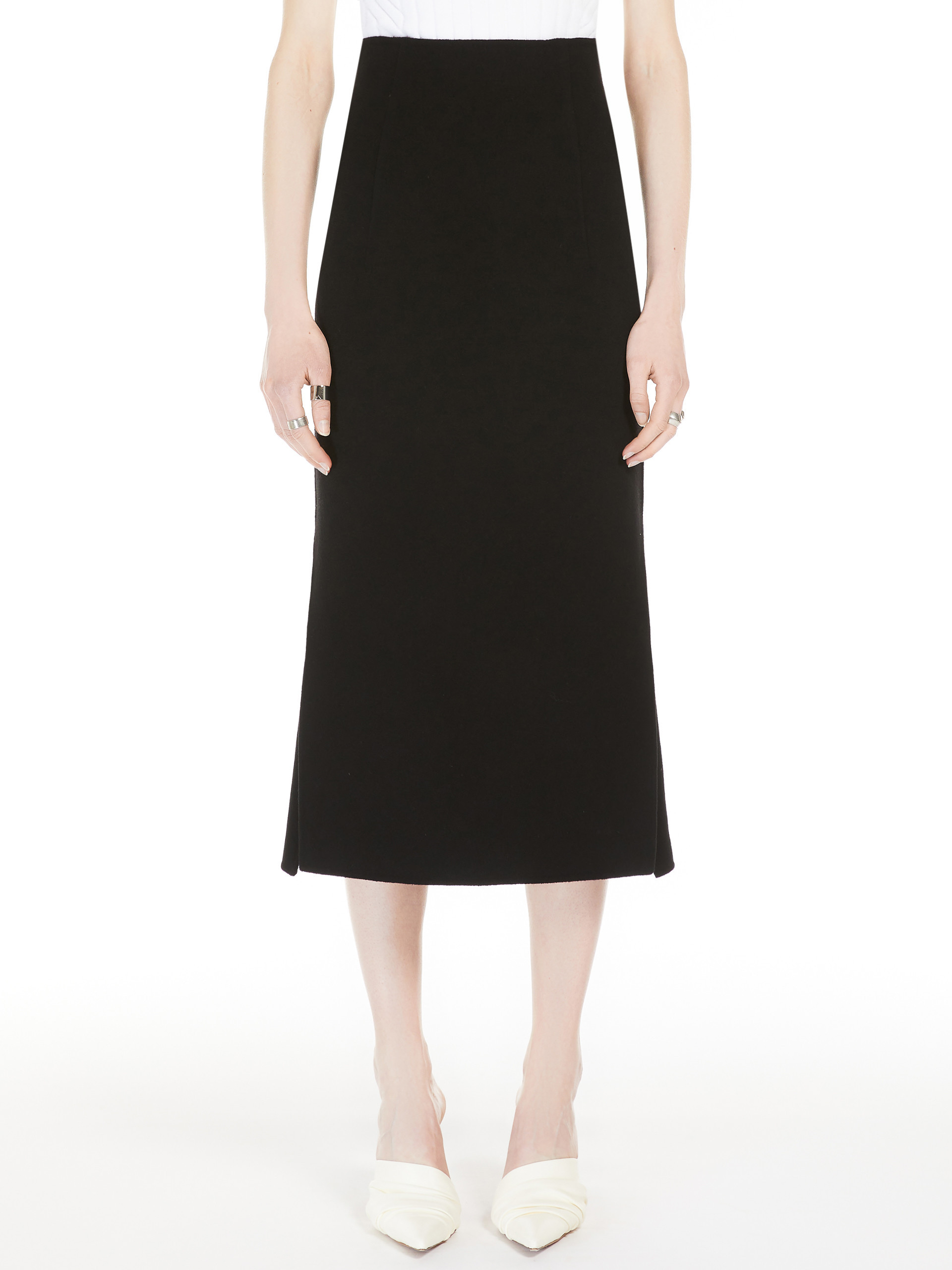 Shop Sportmax Long Skirt With Slits In Black