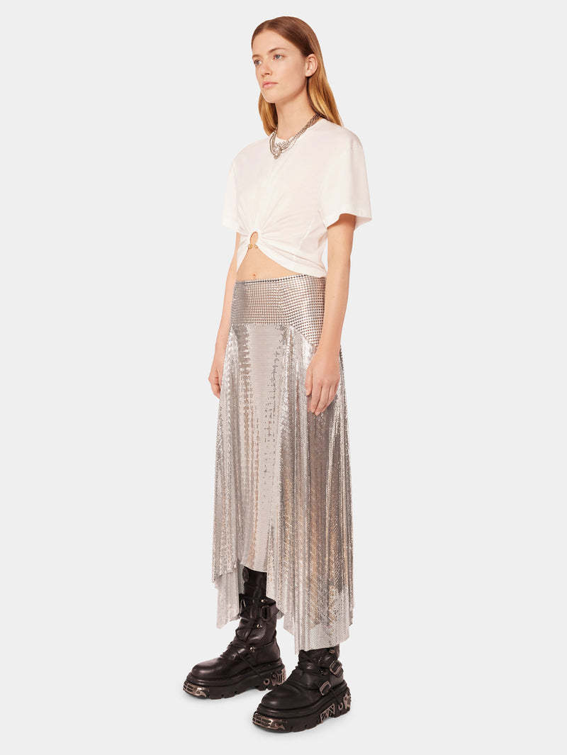 Shop Rabanne Gathered Cotton T-shirt In White
