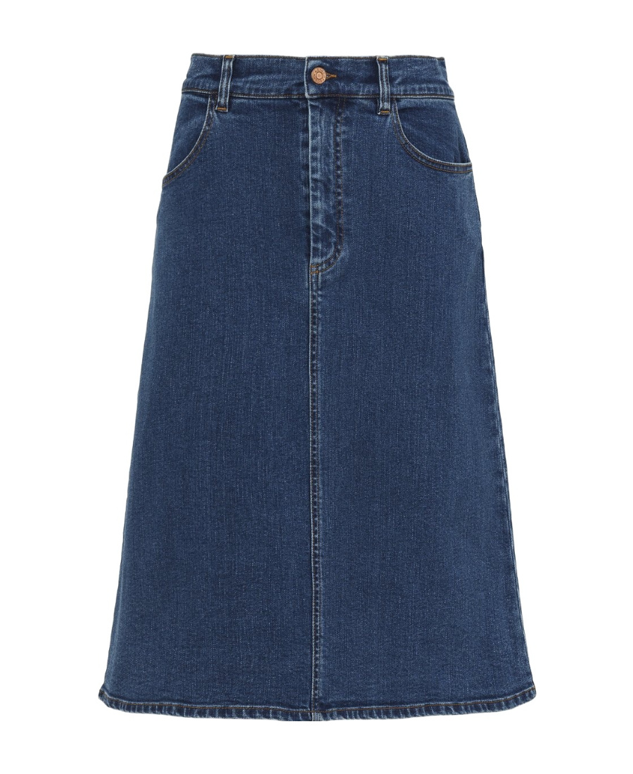 See By Chloé A-line Denim Midi Skirt In Blue
