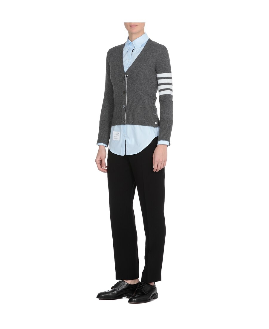Thom Browne 4-bar Merino Wool Cardigan In Black