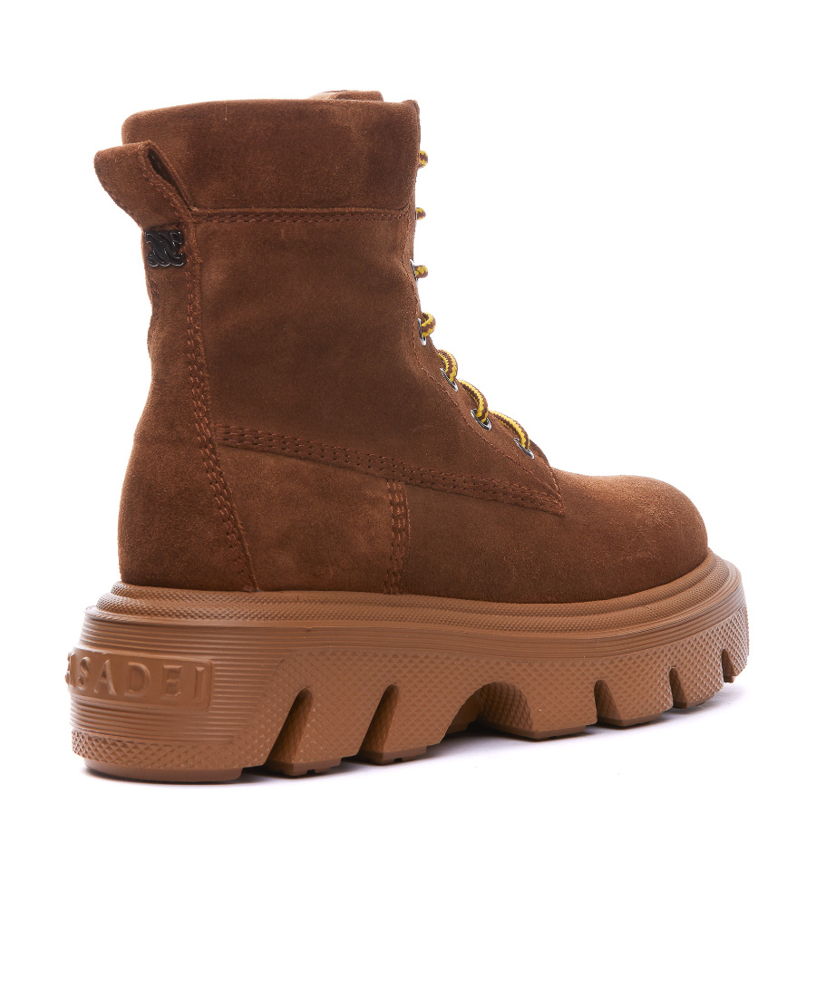 Casadei Round Head Thick-soled Short Boots In Brown