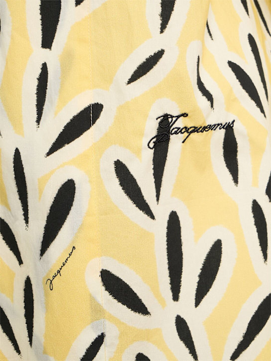 Jacquemus Yellow Cotton Jean Shirt With Playful Leaf Pattern