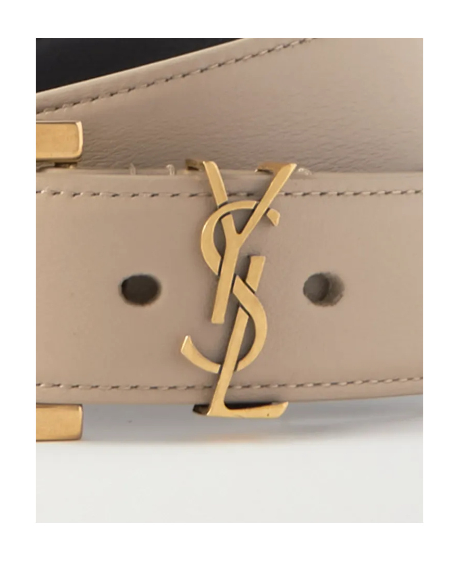 Saint Laurent Ysl Logo Belt In Nude