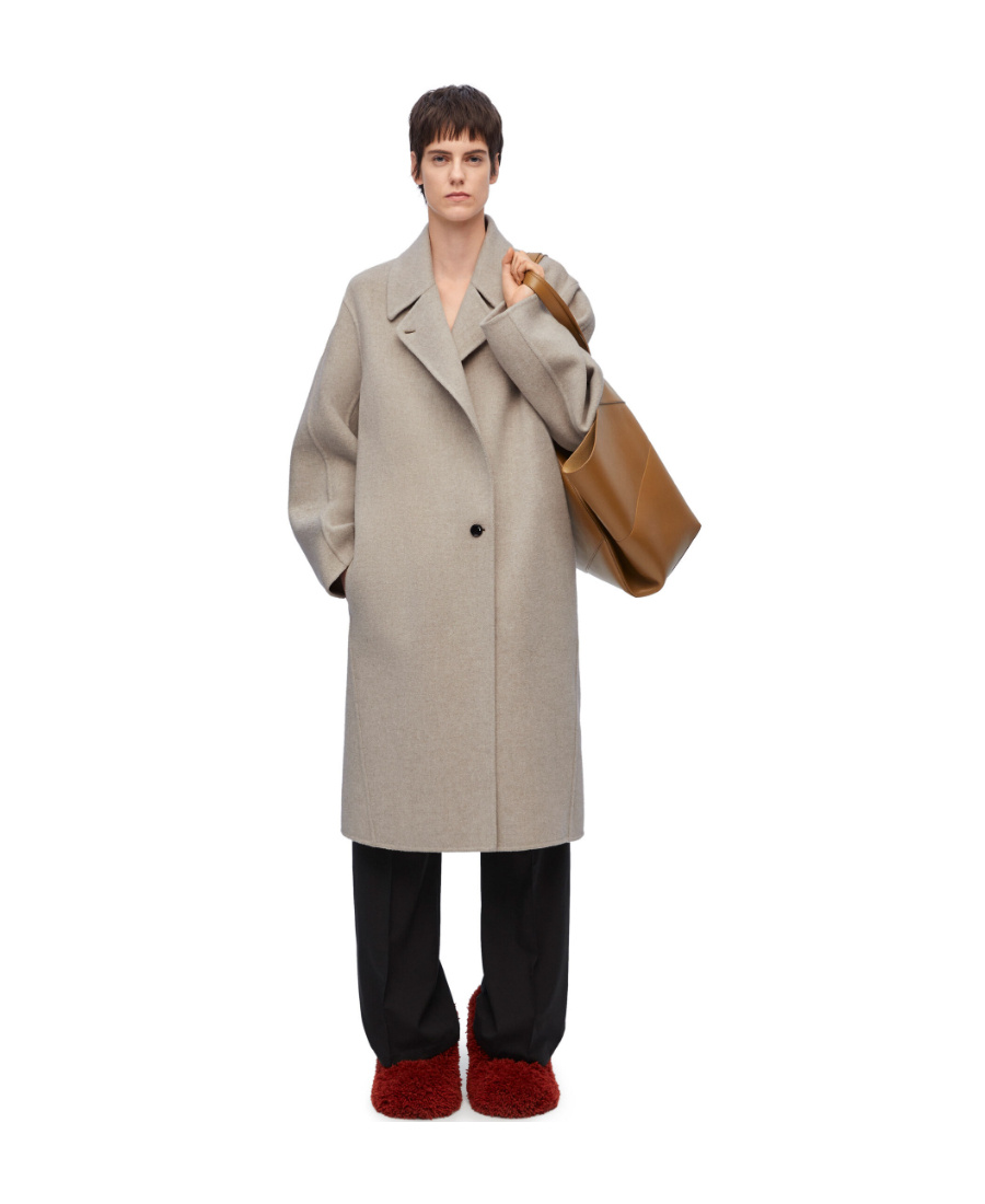 Loewe Wool And Cashmere Blended Coat In Nude