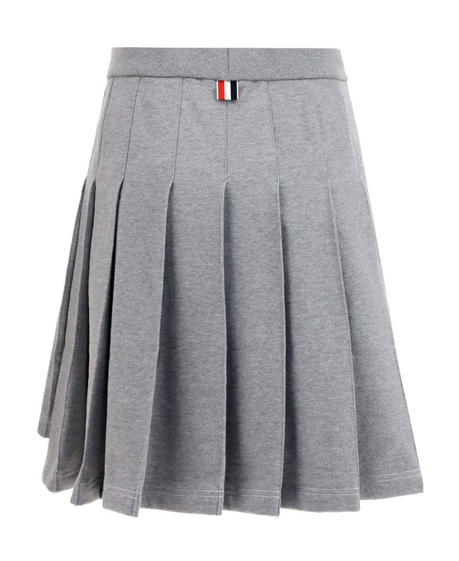 Thom Browne Striped Pleated Miniskirt In Gray