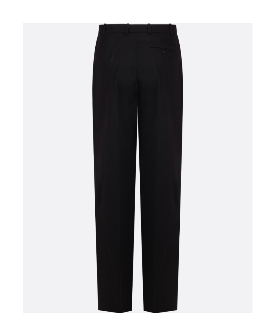 Shop Balenciaga Wide-leg Wool Trousers In Black