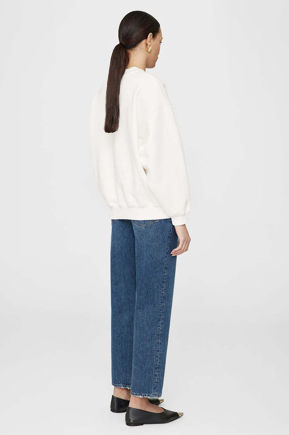 Shop Anine Bing Jaci Crew-neck Sweatshirt In White