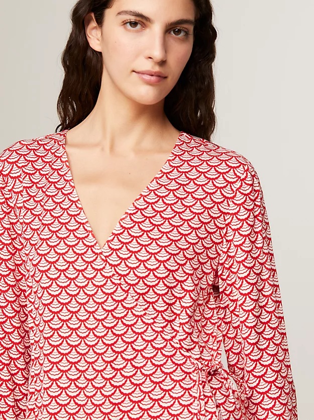 Tommy Hilfiger Long-sleeved V-neck Dress In Pink